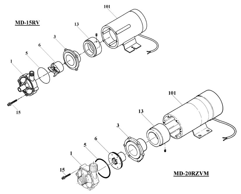 Pièces détachées Iwaki MD-15RV