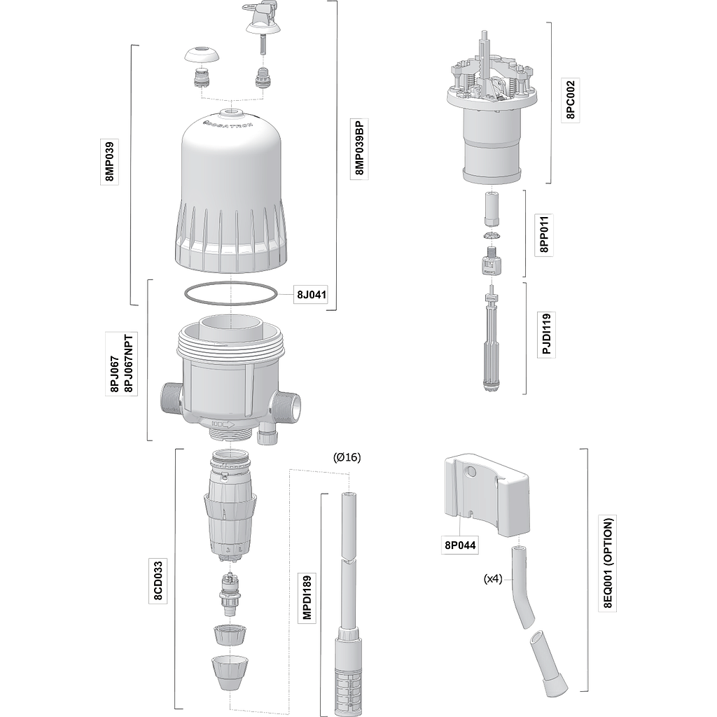 Piezas de recambio para Dosatron D8RE2 